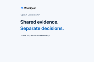 MacDigest cover reading Shared evidence. Separate decisions. for OpenAI Decisions API.