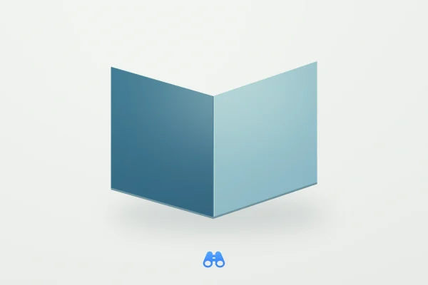 A blue and pale aqua folded surface floats above a soft gray-green background, with the blue MacDigest binocular symbol beneath it.